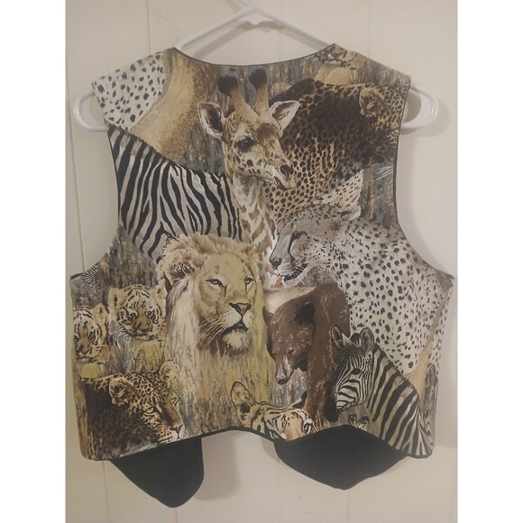 New Humor Black Safari Africa Leopard Tiger Zebra Womens Open Front Vest Size M - Picture 5 of 5